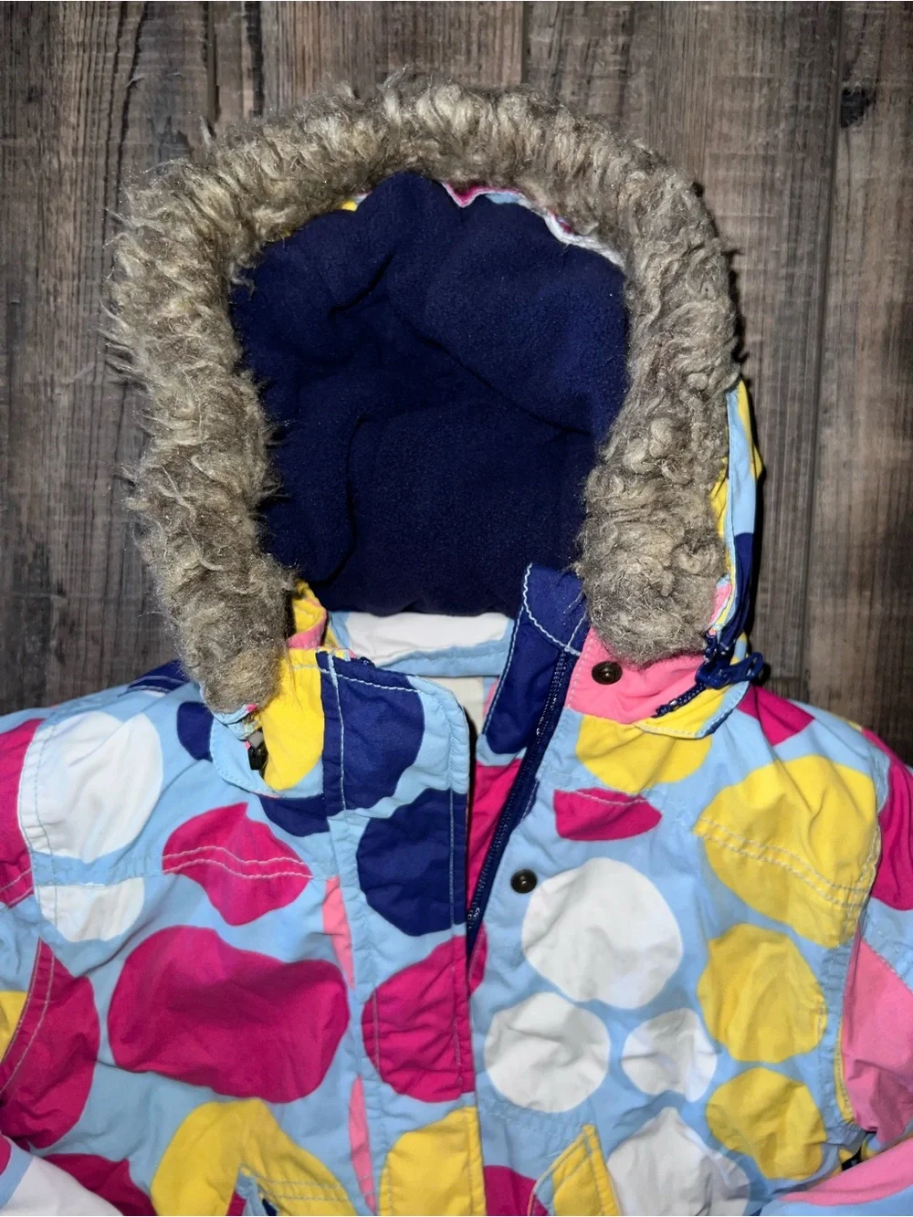 Mini Boden Colorful Polka Dot Hooded Winter Jacket - Multicolor